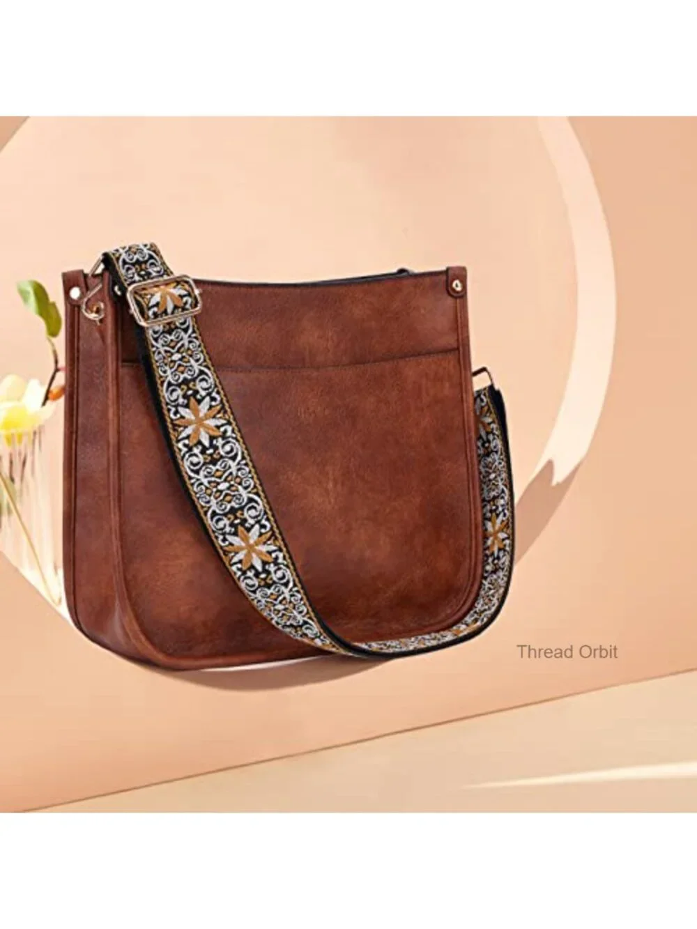 Trendy Hobo Crossbody Bag with 2 Adjustable Straps, Vegan Leather, Zipper